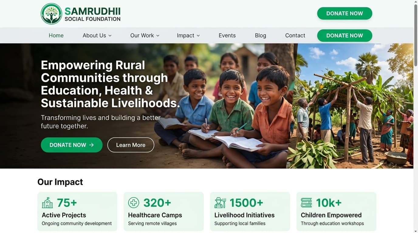 Samrudhii Social Foundation interface
